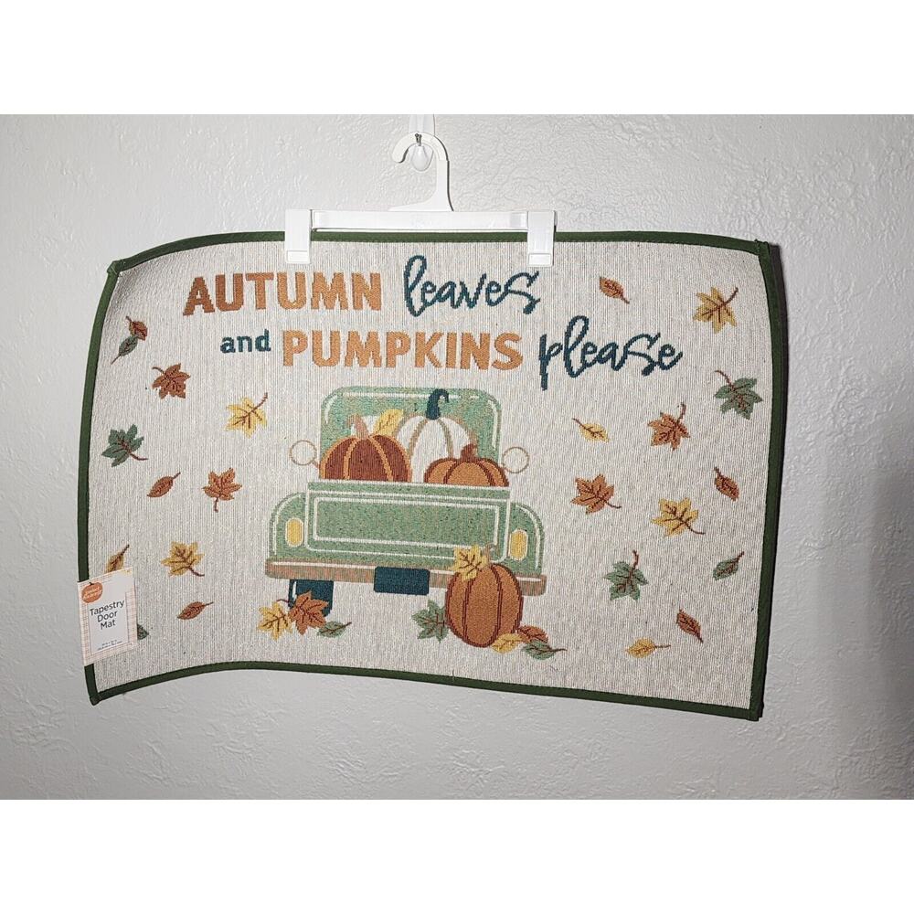 Perfect Harvest Tapestry Door Mat ~ Autumn Pumpkins 20 " x 30" New